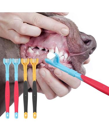 Dog Toothbrush Cat Teeth Cleaning Toothbrush Triple Head Pet Dog Toothbrush Teeth Care Dog Cat Cleaning Mouth Health Supplies Yellow+blue - Buy Online on GoSupps.com