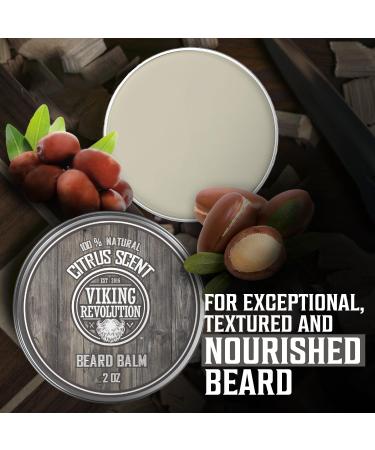 Viking Revolution Beard Balm - Natural Argan & Jojoba Oil for Men - Softens Styles & Strengthens Beards - Perfect Dad Gifts - Citrus Scent - 57g - Buy Online on GoSupps.com