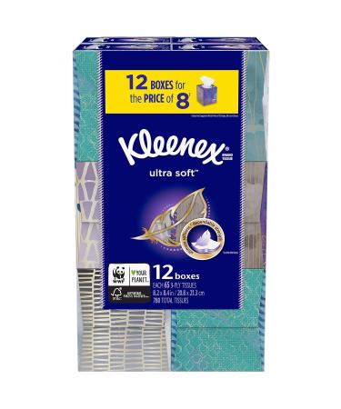 Kleenex Ultra Soft Facial Tissues - Cube Boxes (12 Pack, 65 tissues) White 65 Count (Pack of 12)
