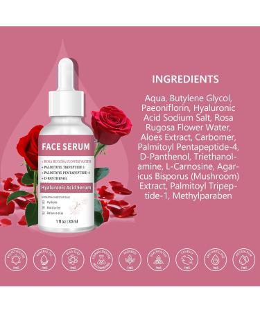 Buy 3 Pack Rose Hyaluronic Acid Serum with Rose Damask Flower Water - Nourishing Face Care (1FL.OZ) - International Shipping Available - Buy Online on GoSupps.com