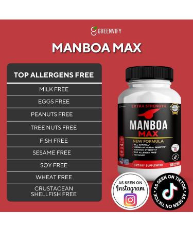 GREENVIFY MANBOA MAX Extra Strength Organic Maca Root Complex Blend with Black Red Yellow Maca 60 Vegan Capsules Non-GMO Sugar-Free (5) - Buy Online on GoSupps.com