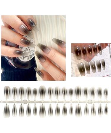 FEIlei 30Pcs Long Press on Nails Coffin French Fake Nails Tip Gradient Acrylic Nails Glossy False Nails for Women Girls - Buy Online on GoSupps.com