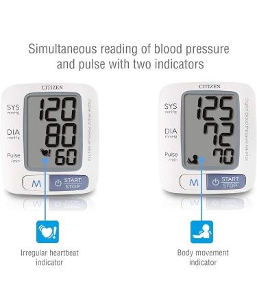 Citizen Blood Pressure Monitor Digital Wristwatch - Large Display Pulse & BPM with Irregular Heartbeat Hypertension and Body Movement Indicator - Storage Case & Battery Powered - Buy Online on GoSupps.com