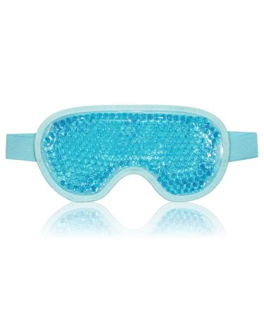 Cooling Eye Mask Gel Eye Mask Reusable Cold Eye Mask for Puffy Eyes,Hot Cold Gel Beads Eye Mask for Dark Circles,Migraine,Stress Relief(Blue)