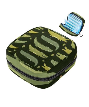 Cute green gator napkins-storage bag with crocodile pattern portable periodic bag for women teenagers girls menstrual cup breastfeeding pillow holder