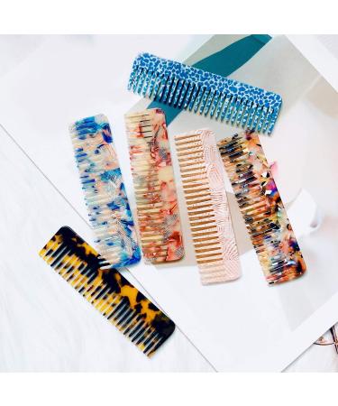 Korean Acetate Antistatic Massage Hair Comb - Large Tooth Hairbrush with Turtle Shell Print - Fantasy Blue Color - Hairdresser Brush Kamm Set - International Shipping Available - Buy Online on GoSupps.com
