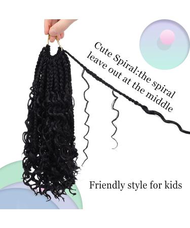 Goddess Box Braids Crochet Hair 10 Inch with Curly Ends | Bohemian Boho 3X Synthetic Braiding Hair for Women (Pack of 7) - 1b - Buy Online on GoSupps.com