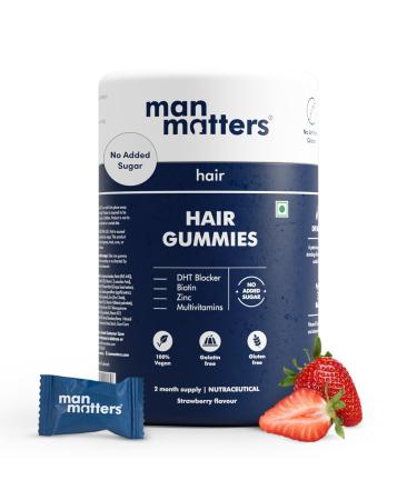 Man Matters Biotin Hair Gummy for Healthy Hair | No Sugar Added | Biotin Gummies with Hair Vitamins | Vitamin A Vitamin C Vitamin E & Zinc | 60 Gummies