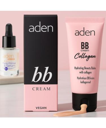 aden BB Cream Tinted Moisturizer with SPF 15 30 ml Hydrating Face Moisturizer with SPF & Collagen - acne BB Cream Foundation & Tinted Sunscreen for face Natural Coverage Made in Europe 01 Ivory - Buy Online on GoSupps.com