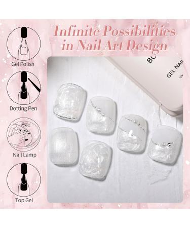 Born Pretty Pearl Gel Nail Polish | White Pearlescent Shell Shimmer | Silver Glitter Soak Off UV LED Curing for Salon & DIY Manicure - Buy Online on GoSupps.com