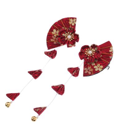 minkissy 2 Pairs Hairpin Geisha Hair Accessories Hanfu Hair Japanese Hair Clips Tsumami Hair Clip Flower Hair Clip Girl Hair Accessories Japanese Headdress Tassel Pendant Kimono Miss Fabric