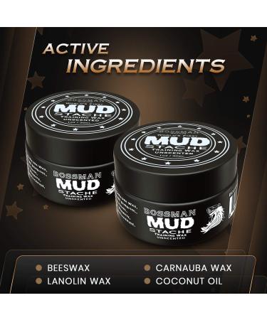 Bossman MUDstache Unscented Mustache Wax - 2 Pack for Strong 24hr Hold - Non-Tacky Formula for Men - 1oz (Pack of 2) - Buy Online on GoSupps.com