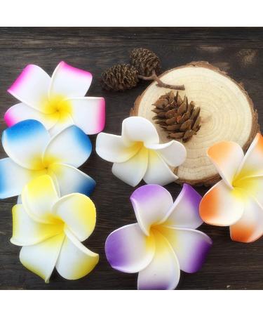 12 Pcs Multicolor Plumeria Flower Hair Clips - Hawaiian Luau Tropical Wedding Vacation Beach Party Decorations & Cosplay Accessories - Buy Online on GoSupps.com