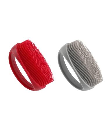 Silicone Body Scrubber 2 Pack HaetFire Exfoliating Silicone Scrubber Bath Brush for Dry and Wet Easy to Clean Lathers Well Face Body Clean Massager Skin Exfoliation Improve Blood Circulation