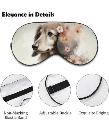 Watercolor Dachshund Sleeping Mask - Soft Pink Eye Mask with Flowers | Adjustable Light-Blocking Eye Cover for Women & Men - Buy Online on GoSupps.com