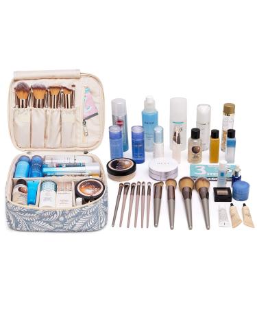 Travel Cosmetic Bag - Large Makeup Organizer for Women & Girls | Blue Leaf Design - Buy Online on GoSupps.com