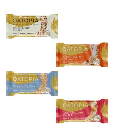 Oatopia Oat Bake Bar Pick N Mix - Choose From 4 Flavours | Almond Bakewell Original Peanut Butter Salted Caramel | Vegetarian & Vegan Oat Bake-Bar 120g | Pack of 16 (Each of 4)