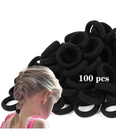 100pcs Hair Bobbles for Girls Black Elastic Hair Ties Soft Hair Bands for Baby Toddler Black Hairbands Ponytail Holders Kids Hair Accessories