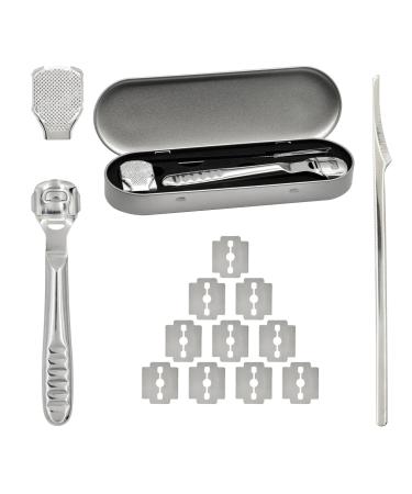 Foot File Set Pedicure Callus Rasp for Foot Care 10 Blades and Box Stainless Steel Callus Remover Callus Remover and Callus Remover Callus Slicer Foot Scraper