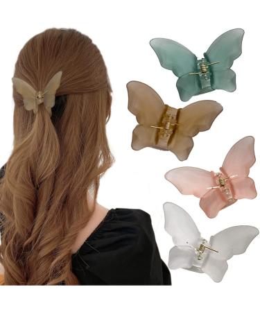 Hair clips butterfly women hair clip medium -sized hair clip acrylic hair clips glitter butterfly small thin hair clips for women girls (4 pieces)