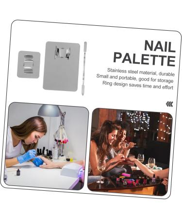 Angoily 2 Sets Palette Diy Nail Art Tools Makeup Pallete Nail Polish Nail Gel Lashes Tool Drawing Nail Nails Color Plate Makeup Pallette Finger Rings Color Board Mix Stainless Steel - Buy Online on GoSupps.com