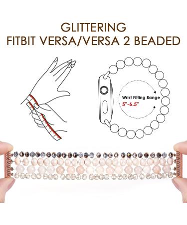CAGOS Handmade Beaded Bracelet Straps for Fitbit Versa 2 - Pink/Copper - Buy Online on GoSupps.com