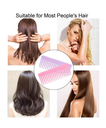 Wide Tooth Detangling Comb Set for Long, Curly, and Wet Hair - No Handle Styling Shampoo Comb - 2 Pieces (Pink & Purple) - Buy Online on GoSupps.com