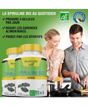 Organic Spirulina 90 Vegetable Capsules French Quality Reduces Fatigue Rich in Iron 100% Organic Guarantee To Boost the Immune System and Reduce Fatigue - Buy Online on GoSupps.com