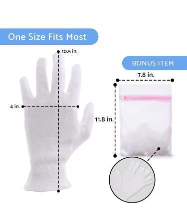 3 Pairs White Premium Cotton Sleep Gloves for Eczema and Dry Hands - Overnight Moisturizing Gloves for Men and Women - Includes Mesh Laundry Bag - Fits Most - Buy Online on GoSupps.com