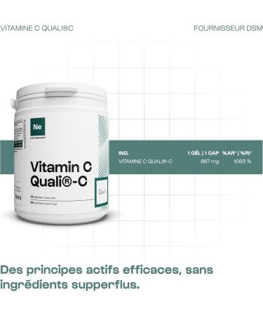 Nutrielement - Vitamine C Quali C - 120 g lules - Qualit Pharmaceutique - Stress Oxydatif - Syst me Immunitaire - R duit la fatigue | By Nutrimuscle 120 unit (Lot de 1) - Buy Online on GoSupps.com