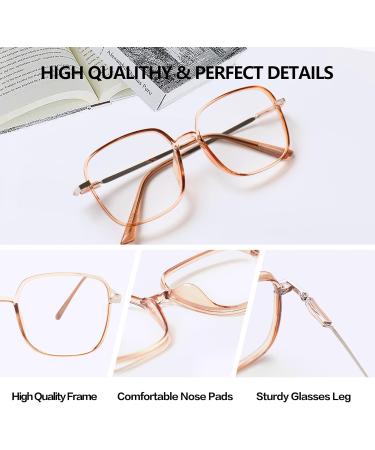 KaeoISFU Big Square Reading Glasses for Men & Women | Blue Light-Blocking Anti-Fatigue | Stylish Multi-Colored Brown - 1.0 Diopters - Buy Online on GoSupps.com