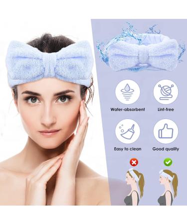 Molain Bowknot Spa Headband - Coral Fleece Hair Wrap for Women | Blue Headband for Makeup, Skincare, and Sports - Buy Online on GoSupps.com