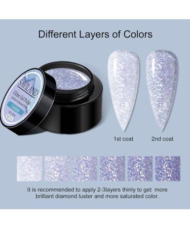 Saviland Sparkly UV Nail Polish Set - 6 Reflective Glitter Colors Soak Off Gel Manicure Kit with Nail Brush - Perfect for Stunning Nail Designs - Buy Online on GoSupps.com