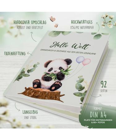Milo & Kids Baby Album My First Year (Panda) | Personalized Baby Diary | Special Birth Gift for Boys & Girls | A4 Baby Souvenir Book - Watercolor Green - Buy Online on GoSupps.com