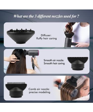 HappyGoo 2000W Professional Hair Dryer with Ionic Technology - 2 Speed 3 Heat Settings, Cool Shot Button, 1 Diffuser & 2 Concentrator Attachments - Grey - Buy Online on GoSupps.com