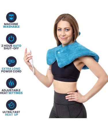 Cure Choice Electric Heating Pad for Neck and Shoulder Pain Relief - Soft Micromink Neck Wrap with 4 Heat Settings, Auto Shut Off - Machine Washable (Blue) - Buy Online on GoSupps.com