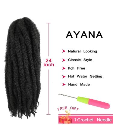Ayana Marley Hair - 3 Packs 24 Braiding Hair for Faux Locs & Crochet (1B) | Synthetic Afro Extensions - Buy Online on GoSupps.com