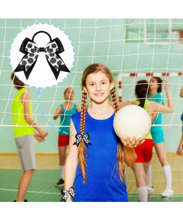 9 Piece Sports Ball Hair Bows - Volleyball Basketball Elastic Scrunchies Ribbon Bands for Girls Players Teams - Buy Online on GoSupps.com
