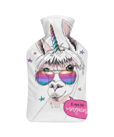 Unicorn Sheep Hot Water Bottle With Cover Plush Bed Bottle Hand Warmer For Adults And Children 26.5X15.3cm