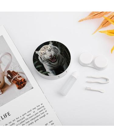 White Tiger Contact Lens Case with Mirror | Portable & Cute Travel Kit for Eye Contacts - Buy Online on GoSupps.com