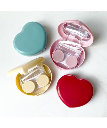 Buy 4 Pack Colored Contact Lens Cases - Cute Candy Hearts with Mirror | Portable Travel & Home Storage Kit (Pink Yellow Red Blue - Buy Online on GoSupps.com