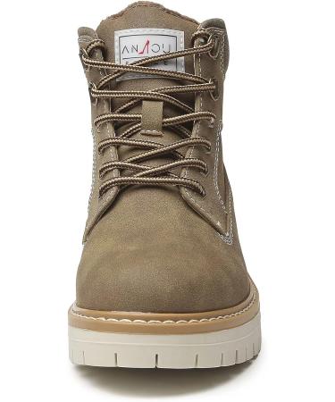 ANJOUFEMME Women's Hiking Snow Winter Boots 9 - Khaki | Waterproof & Stylish - Buy Online on GoSupps.com