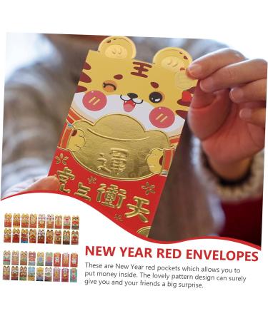 TEHAUX 36pcs 2022 Year of The Tiger Red Packet Lucky Money Red Envelope Spring Festival Money Envelopes Traditional Hong Bao Portable Red Paper 3D Chinese Zodiac Red Envelope Bag - Buy Online on GoSupps.com