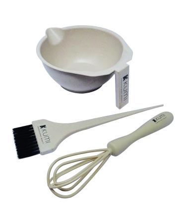 Kumi Wheat Eco-Friendly Oatmeal 3 Piece Tint/hair dye Set - Non-Slip Bowl Large Brush & Whisk this hair dye bowl and brush kit is ideal for professional or home use. Ideal home hair dye kit.
