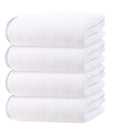 Cosy Family Microfiber 4 Pack Bath Towel Set, Lightweight and Quick Drying, Ultra Soft Highly Absorbent Towels for Bathroom, Gym, Hotel, Beach and Spa (White)
