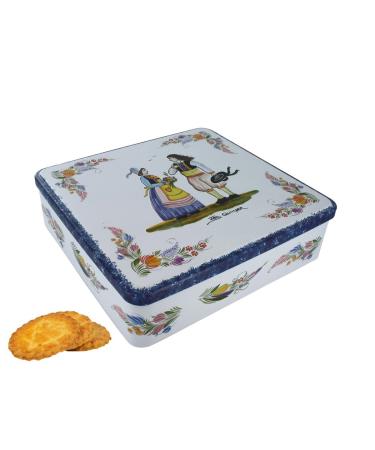La Trinitaine, French Brittany Galettes au Beurre (Butter Cookies) in Mini Quimper Tin, Faience Couple, 4.6 OZ Original Version