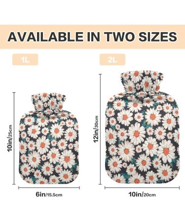 Hot Water Bottle 2L with Cover - Daisy Design for Pain Relief & Winter Warmth | International Shipping - Buy Online on GoSupps.com