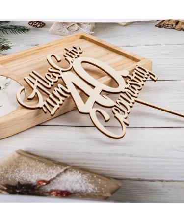 Goldthrock Wood Cake Topper for 40th Birthday | Elegant Decorations for Men & Women | Happy 40th Birthday Cake Deco - Buy Online on GoSupps.com
