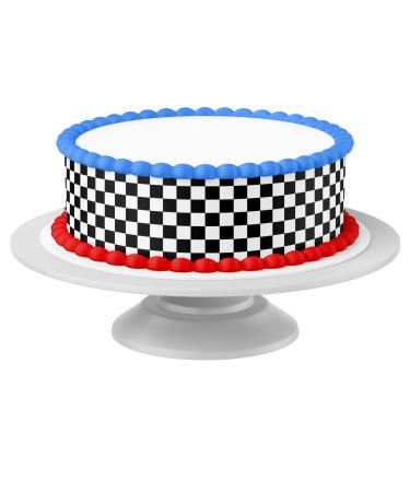 Cake band Checkered flag black edible - 4 pieces of 24cm x 5cm suitable for cakes up to 30 cm for eating - creative decoration for cakes - Buy Online on GoSupps.com