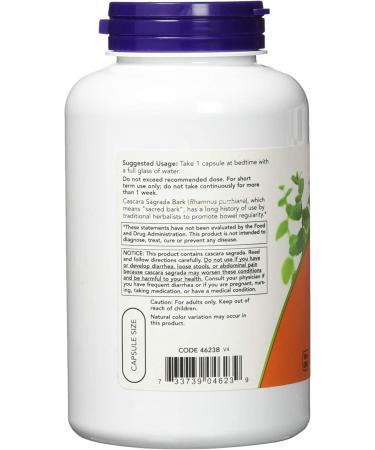 Now Foods Cascara Sagrada 450 mg - 250 Veg Capsules for Digestive Health - Buy Online on GoSupps.com